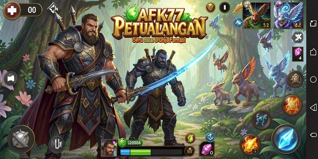 Tangkapan layar menunjukkan gameplay seru di dunia petualangan AFK77.