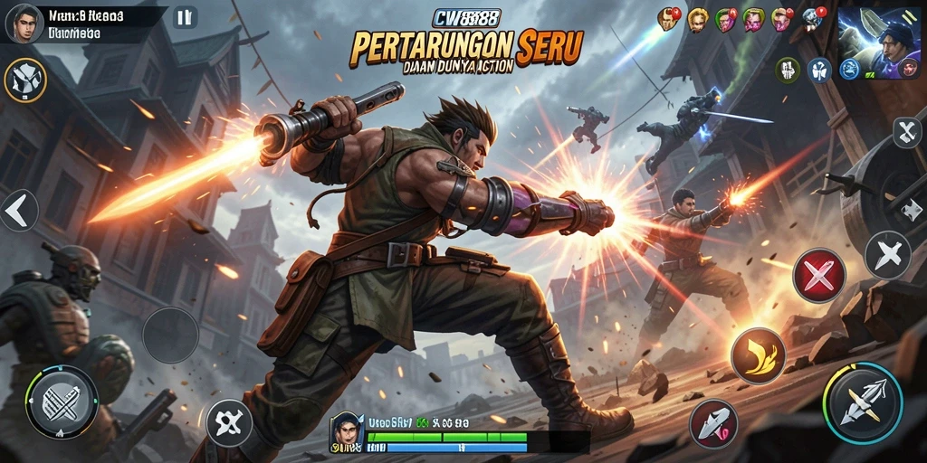Screenshot gameplay CW8888 yang menunjukkan aksi pertarungan seru.