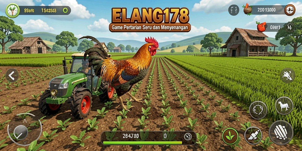 Tampilan gameplay pertanian yang penuh warna dan interaktif.