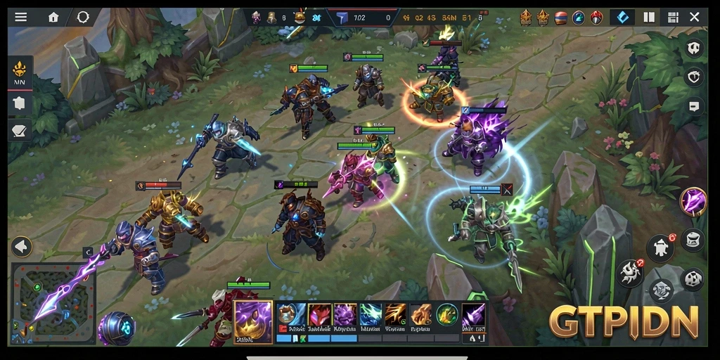 Gameplay seru GTPIDN dalam pertarungan MOBA.