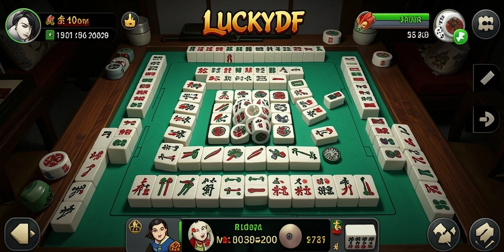 Screenshot utama LUCKYDF menampilkan gameplay menarik Mahjong.