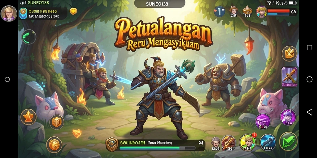 Tampilan gameplay SUNEO138 dengan karakter yang berpetualang di dunia RPG.